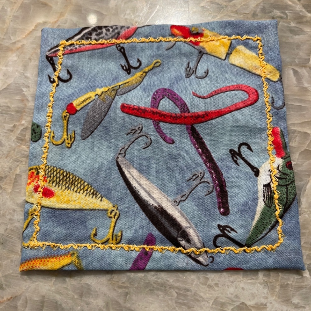 Set of 8 Cloth Fishing Lure Napkins, 5", Great for the Cabin!